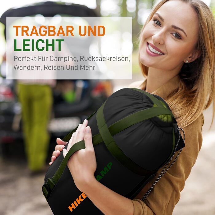 Спальний мішок SereneLife для кемпінгу - теплий, водонепроникний, для зимового відпочинку, температурний режим -15°C до +12°C, з компресійним мішком та подушкою