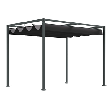 Outsunny Pergola Gazebo Patio Cover with Sliding Roof 298x213x221cm Polyester Black Gray for Garden & Patio