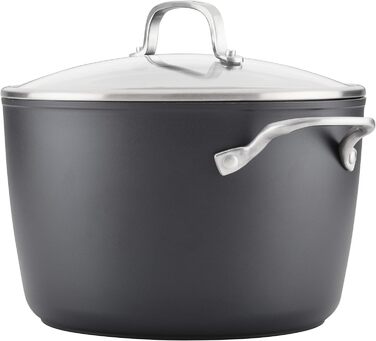 KitchenAid 80128 Hard Anodized Induction Stock Pot with Lid, Nonstick Coating, Aluminum, Matte Black Stock Pot (8 Quart)