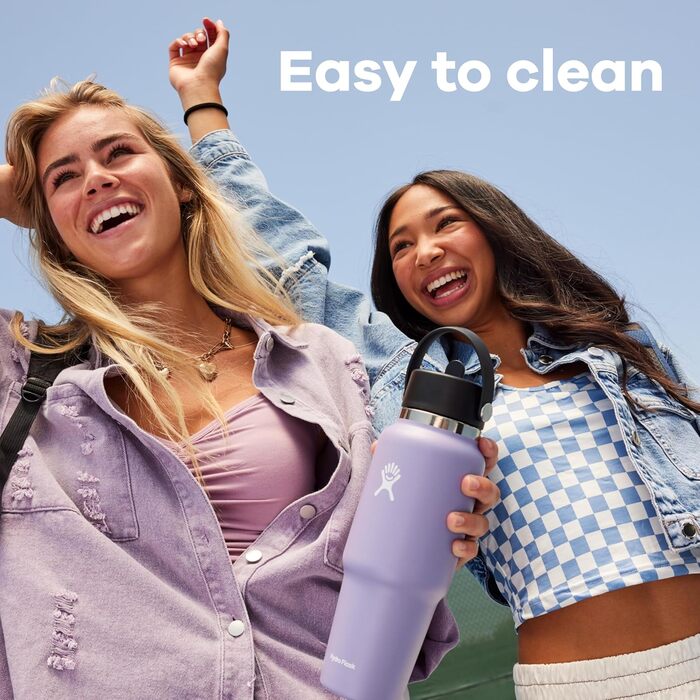 Hydro Flask 32oz Wide Mouth Flex Straw Travel Bottle - Stainless Steel, Vacuum Insulated, Leakproof, BPA-Free