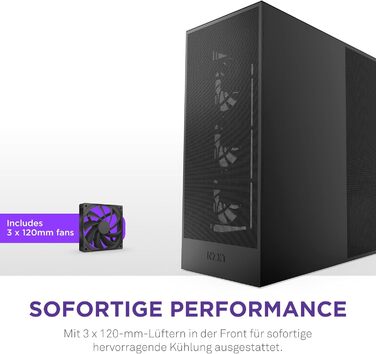 Корпус NZXT H7 Flow: Mid-Tower з покращеною вентиляцією | Чорний | Підтримка 3 x 120мм вентиляторів для GPU | 3 x 120мм фронтальні вентилятори | 420мм радіатор