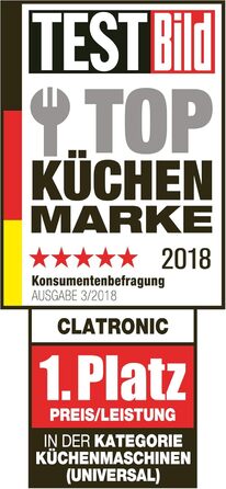 Кухонна машина Clatronic Retro 5 л, 1100 Вт, для замішування тіста, з гачком і вінчиком, збризкозахист, синя