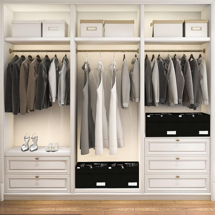 Shoe Organizer for Closet, Fits 16 Pairs, Large Shoe Cabinet, Shoe Box with Transparent Lid, Sturdy Storage Box for Shoe Storage, Space-Saving Shoe Rack with Handles, Black