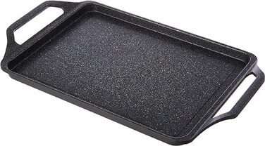 Гриль-пластина WECOOK! Ecochef Titan 37x25 см, алюмінієва, з антипригарним покриттям Quantanium, для індукції та всіх типів плит, знімні силіконові ручки, чорна