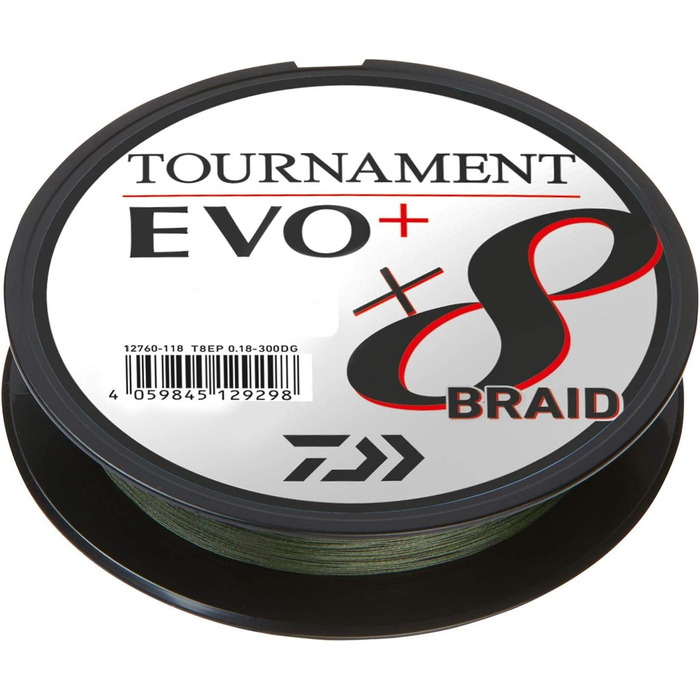 Плетена волосінь Daiwa Tournament X8 Braid EVO+ 0.18 мм 270 м, темно-зелена