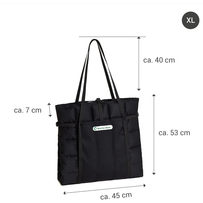 Сумка для подорожей з собакою Doctor Bark, зручна ковдра, підходить для алергіків, прання при 95°C, розмір X-Large, чорний колір