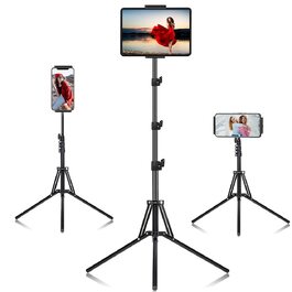 Тримач-штатив для планшета та смартфона з обертанням на 360° та регулюванням висоти до 65 см, сумісний з iPad Pro, iPhone та пристроями від 4,7 до 12,9 дюймів
