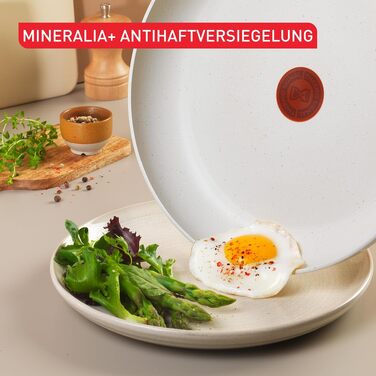 Набір посуду Tefal Mineralia+ Stone White On, 7 предметів, антипригарне покриття, Thermo-Signal, для всіх типів плит, білий, G199S544