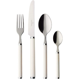 Villeroy & Boch Play White Pearl Tableware Set, for up to 6 people, 24-piece, Stainless Steel, White Plastic Handle White 24 pieces