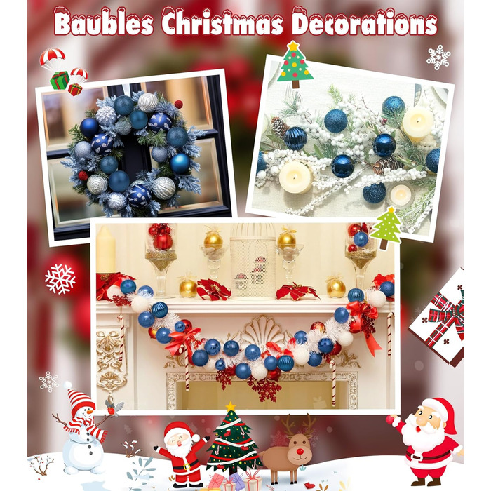 Прикраси для ялинки BLAZOR, 36 шт. 4см/6см, пластикові кулі, червоні, золоті, сині, срібні