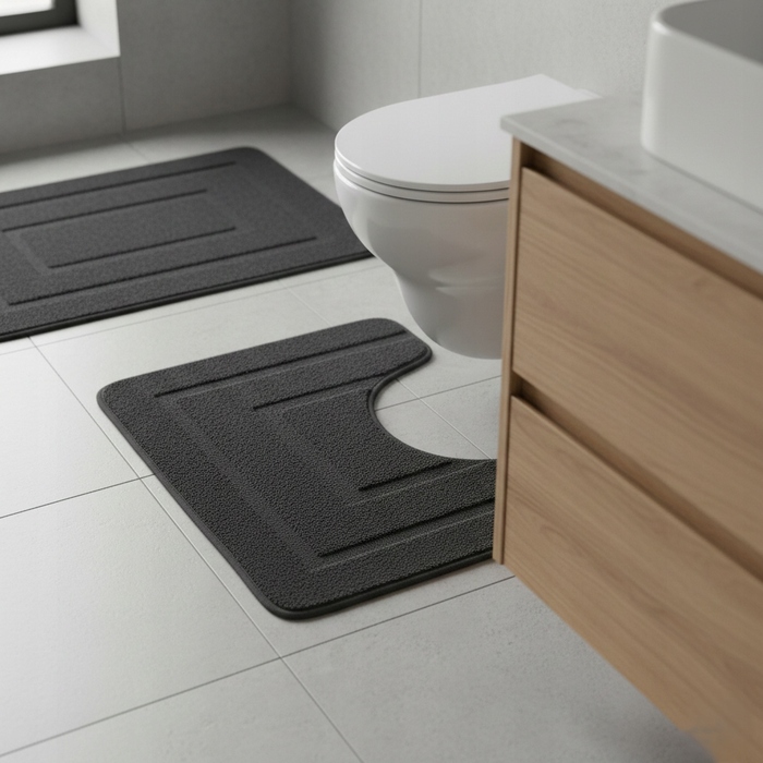 Килимок для ванної кімнати SmartHome, чорний, прямокутний, 50x80 см, з вирізом під унітаз