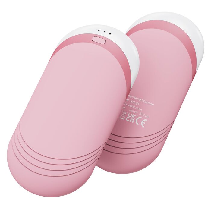 Електричні грілки для рук KARECEL 2 шт. з провідним силіконом, багаторазові, двосторонній нагрів, 6000mAh, USB, портативні, подарунок на Різдво, рожеві