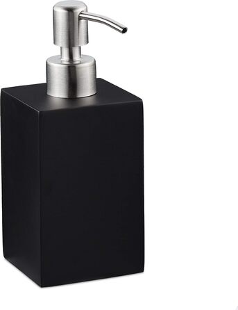 Дозатор для мила Relaxdays 300 мл, наповнюваний, для ванної/кухні, білий (чорний), полірезин, нержавіюча сталь