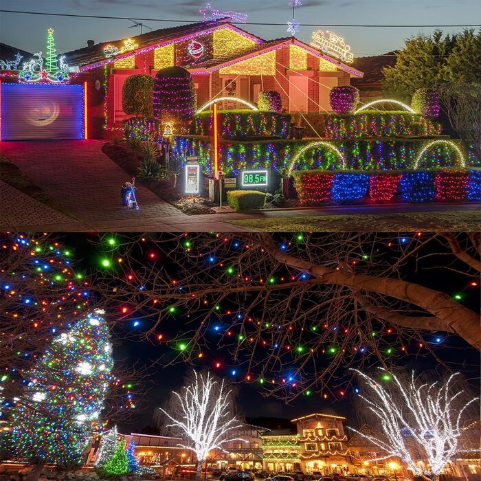 LED гірлянда 10м, 100 LED, тепле біле світло, для дому та саду, святкова прикраса, 8 режимів, таймер, вологостійка