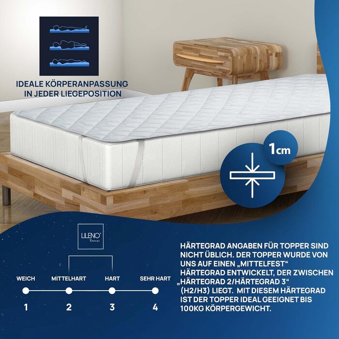 Наматрацник LILENO HOME 140x200 см TopCool® літній та зимовий, товщина 1 см, для ортопедичних та пружинних матраців, топер для ліжка