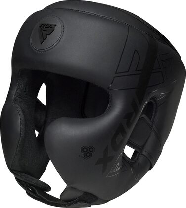 RDX Headgear for Kickboxing, Combat Sports, MMA Training - Maya Hide Leather Sparring Head Protector, Boxing Helmet, Krav Maga, Muay Thai, Karate & Taekwondo Headgear - Black