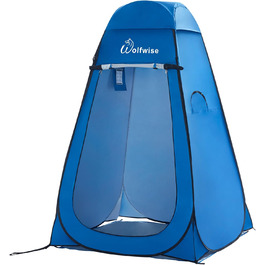 WolfWise Pop-Up Shower Tent with UV Protection - Portable Toilet & Changing Tent for Camping & Outdoor Use - Blue L