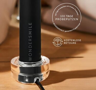 Електрична зубна щітка Wondersmile PRO - Тест-переможець 2025 року - 100 днів без ризику - TÜV-сертифікована - 4 режими, акумулятор 60 днів, Smart-насадка (Ultimate Black)