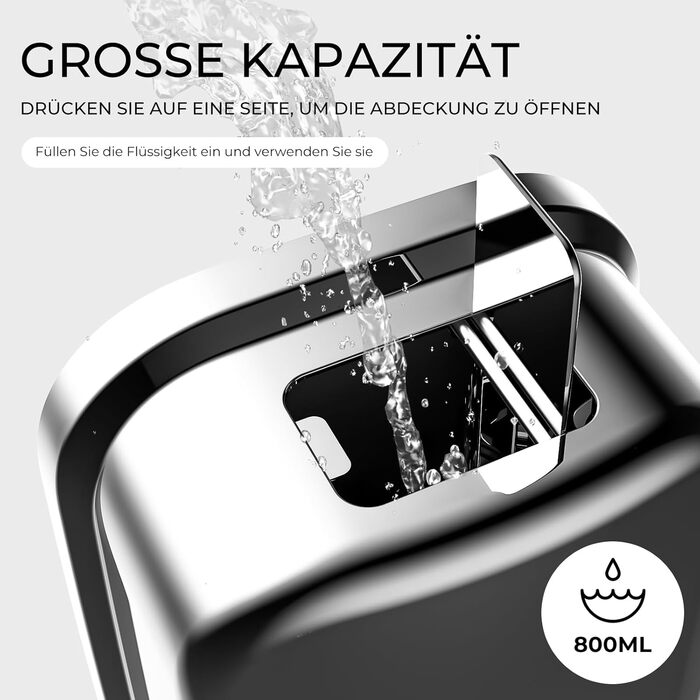 Stainless Steel Wall Mounted Soap Dispenser - 800ml, Hygienic Push Top, Rust-Resistant & Drip-Proof