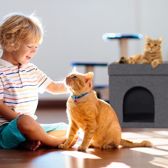 Кігтечка для котів Relaxdays, складана лавка, сіра, 38,5 x 74,5 x 37 см