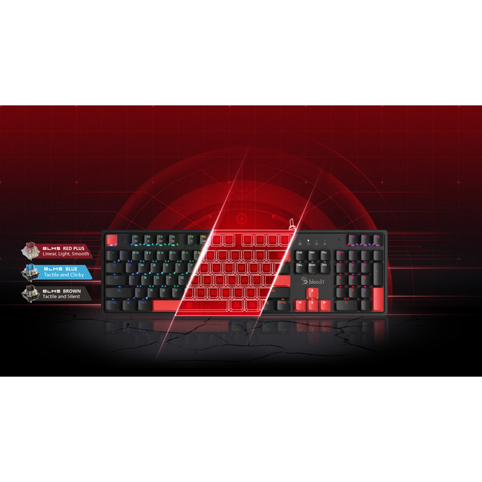 Механічна ігрова клавіатура A4TECH Bloody S525N Fire Black BLMS Red
