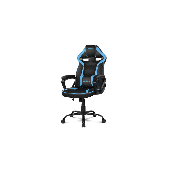 Ігрове крісло DRIFT GAMING DR50 (DR50BL) професійне, регулювання висоти, гойдання, м'які підлокітники, штучна шкіра, чорно-синє, 67x122-131x67 см