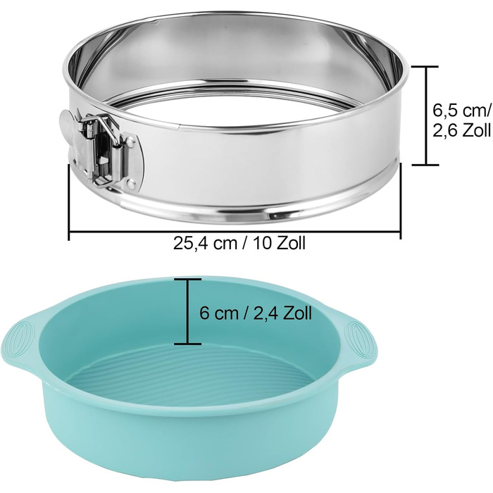 Форма для випічки Hikaproligt з нержавіючої сталі, діаметр 26 см, кругла, з антипригарним покриттям, не протікає, з силіконовим захистом, знімний дно, ідеальна для чізкейків, форма для випічки тортів 25 см