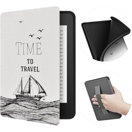 Чохол для Kindle 6 дюймів (2022 та 2024) ERUNTO: TPU з текстурою тканини, ремінь, магнітна кришка, Smart Wake/Sleep, вітрильник