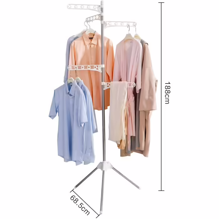 BAOYOUNI Folding Clothes Rack Clothes Drying Rack Garment Rack Clothes Rack Universal Clothes Dryer, with 5 Folding Clothes Hooks, Space-Saving, for Shirts, Blouses, Sweaters, Dresses