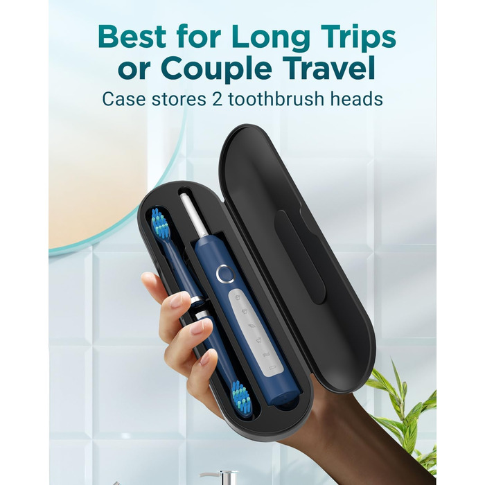 Звукова електрична зубна щітка COULAX для дорослих, 8 насадок, 5 режимів, IPX7, ультразвукова, блакитна