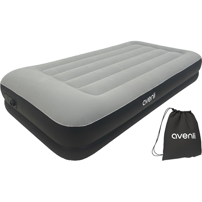 Надувний матрац-ліжко AVENLI для 2 осіб з інтегрованим насосом, флаокована поверхня, 191x99x36 см (для кемпінгу та дому)