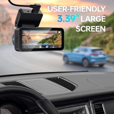 Відеореєстратор автомобільний двоканальний 2.5K QHD Dashcam Auto Vorne Hinten з нічною зйомкою, картою 64GB та паркувальним режимом