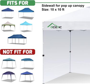 3 Piece Side Walls for 3x3M Gazebo, Gazebo Side Wall for Garden Gazebo and Pop-Up Gazebo with Velcro Closure, 210D Waterproof, Without Awning (White, 3 Side Walls)