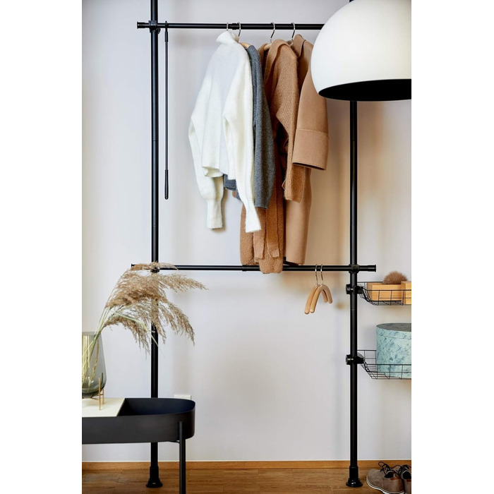 WENKO Telescopic Wardrobe System Hercules Basic Black
