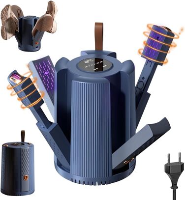 Електричний сушильник для взуття та рукавичок, телескопічний, з таймером, блакитний