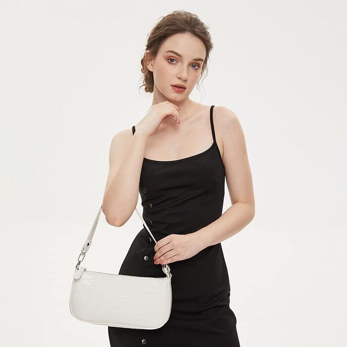 Сумка жіноча через плече крокодиляча шкіра ретро вінтаж міні біла – класична сумка-шопер (#1)