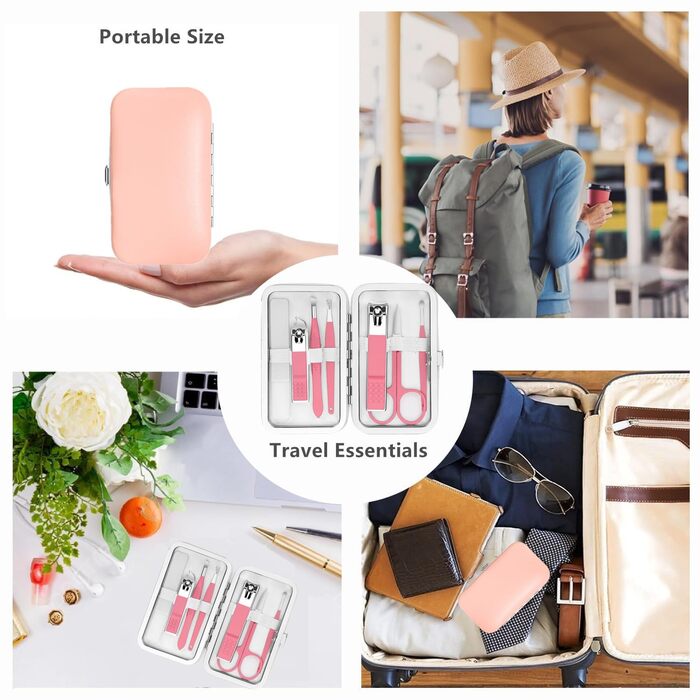 Набір для манікюру та педикюру Fenlebenil: інструменти для догляду за нігтями, подарунок для сім'ї та друзів (рожевий)