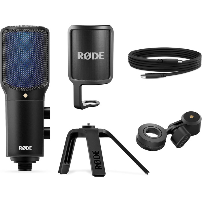 RØDE NT-USB+ Професійний USB-мікрофон для запису аудіо на комп'ютер/мобільний пристрій, чорний