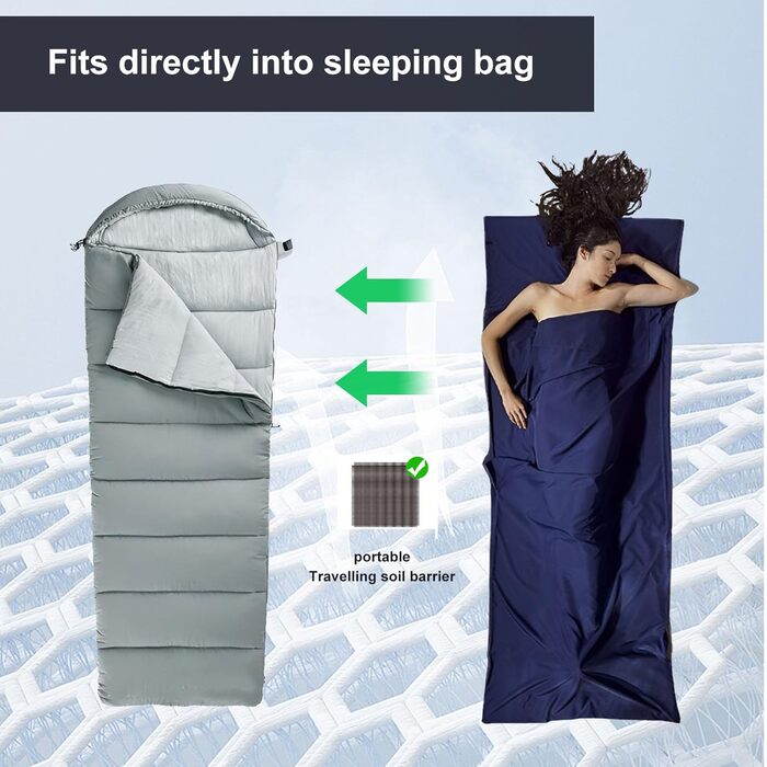 2 Pieces Ultralight Sleeping Bag Portable Travel Sleeping Bag 90 x 220cm for Hostels, Hiking, Camping, Mountaineering