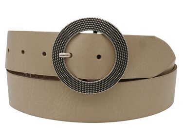 Жіночий шкіряний ремінь Anna Matoni 4 см, Німеччина, бежевий - класичний дизайн, натуральна шкіра, нікелева пряжка, 115 см