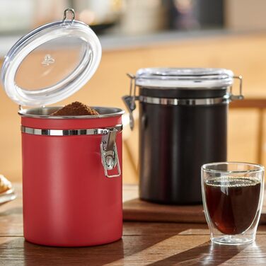 Тчібо Аромадоз, кавова банка, 500г, герметична, нержавіюча сталь, чорна