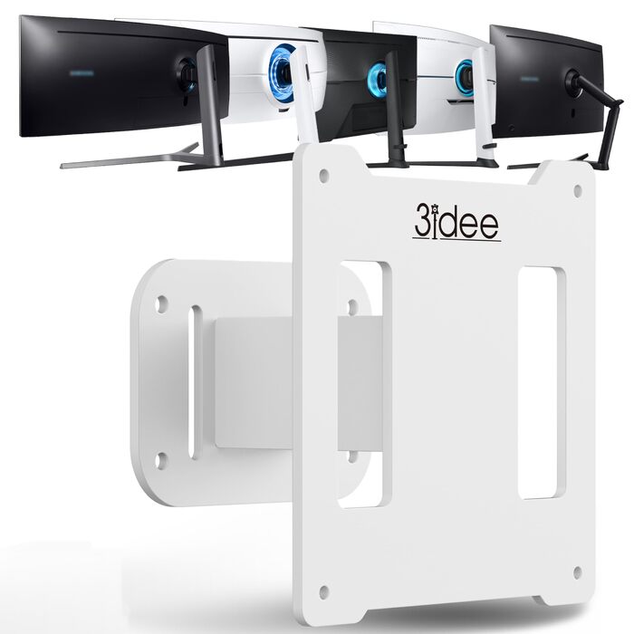 Адаптер VESA 3IDEE для моніторів Samsung Odyssey G9, Neo G9, G8, Neo G8 — Кронштейн для вигнутого монітора 49 дюймів, навантаження до 30 кг, VESA 100x100, білий