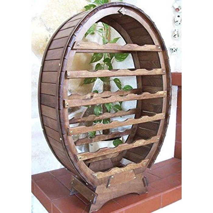 DanDiBo Wine Rack Barrel for 24 Bottles, Brown Stained, Bar Bottle Stand Barrel Bottle Holder Bottle Shelf