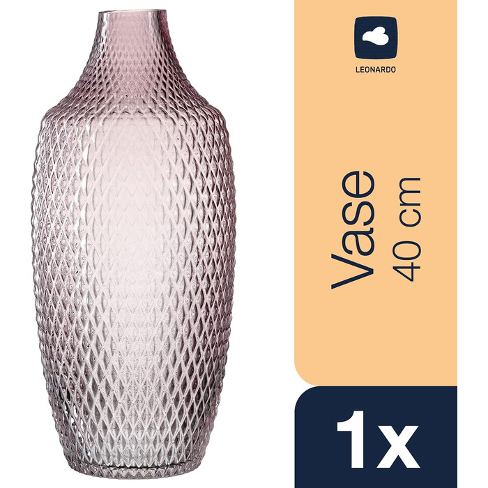 Ваза Leonardo Poesia, скляна, ручної роботи, рожева, 40 см, 018677