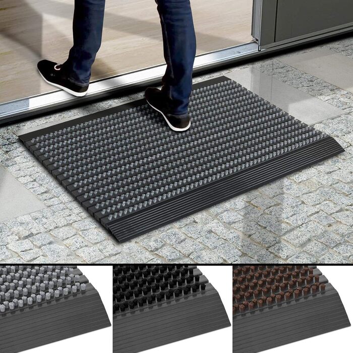 Килимок для вхідних дверей Floordirekt Power Brush 40 x 60 см, сірий — грязезахисний килимок для вулиці та приміщення