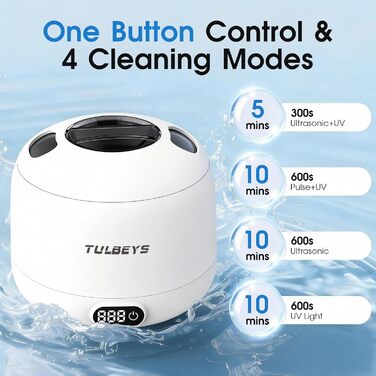 Ультразвуковий очищувач 45000 Гц з УФ-дезінфекцією 220 мл для зубних протезів, брекетів, ювелірних виробів - білий