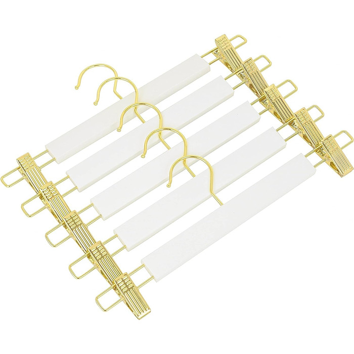 Дерев'яні вішалки для одягу Amber Home, 10 шт., 36 см, білі. Міцні, з антиковзними кліпсами та поворотним гачком. Підходять для штанів, шортів, спідниць, шкарпеток та нижньої білизни.