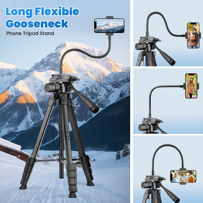 Штатив для камери JOILCAN 81'/206cm: штатив для смартфона з пультом, тринога з алюмінію для DSLR Canon Nikon, легкий туристичний штатив