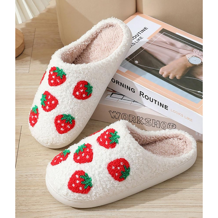 Тапочки домашні жіночі та чоловічі зимові теплі з м'якою підкладкою. Модель 'Клубніка' (38/39 EU)
