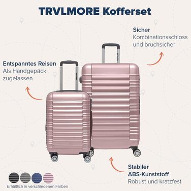 Набір валіз TRVLMORE 3 в 1: велика, середня, маленька, сірий колір, з жорсткою обшивкою, 55x40x20 см (Handgepäck)